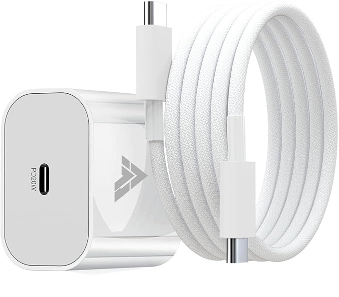 0W Fast Charger Adapter with 1m Nylon Braided USB-C to Type-C Cable – Compatible with iPhone 15/16 Series & Other Type-C Devices