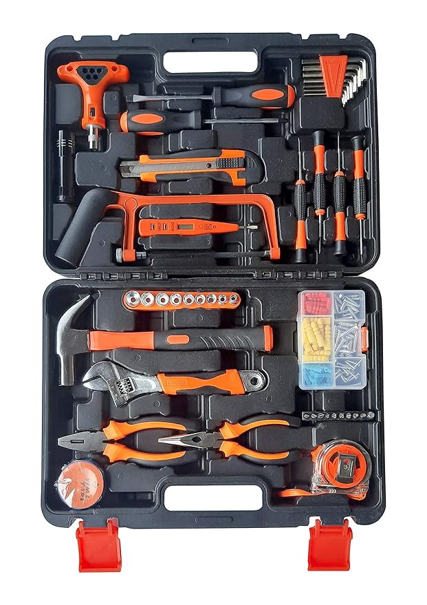 145-Piece Socket Wrench Auto Repair Tool Combination Set with Storage Case (Orange & Black)