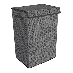 Foldable Laundry Basket with Lid &amp; Handle – 75L, Non-Woven Cloth (Black)