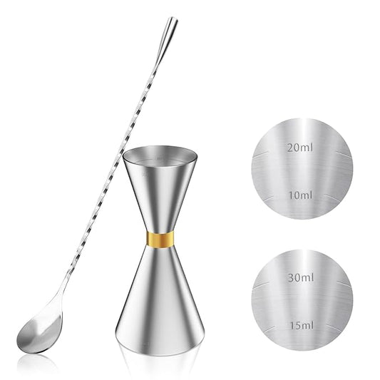Cocktail Jigger &amp; Measuring Bar Set – 30ml &amp; 45ml Stainless Steel