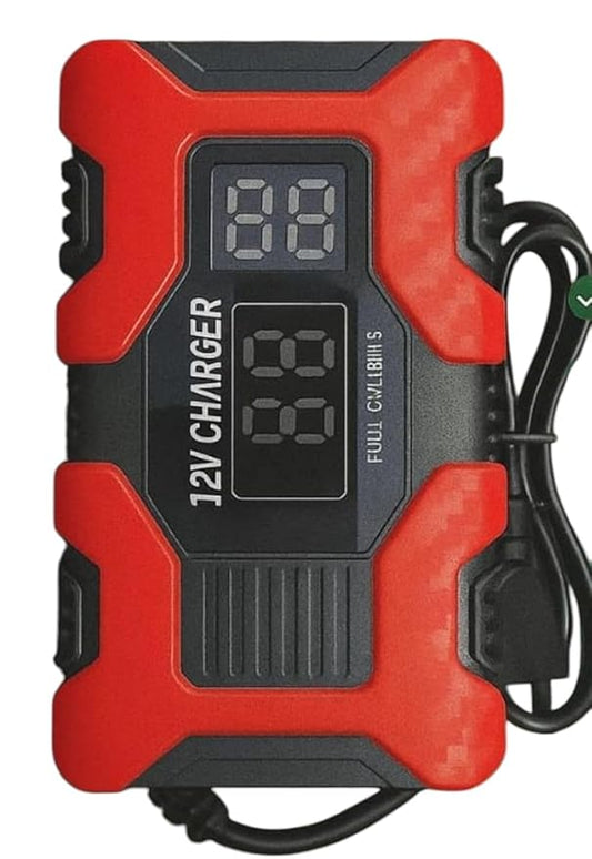 12V 2.5A Battery Charger with Clips – For Bike, Car, and UPS