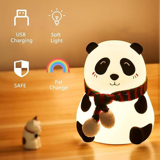 Panda LED Night Lamp – 8-Color Silicone Night Light