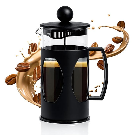 French Press Coffee Maker – Stainless Steel &amp; Borosilicate Glass, Matte Black