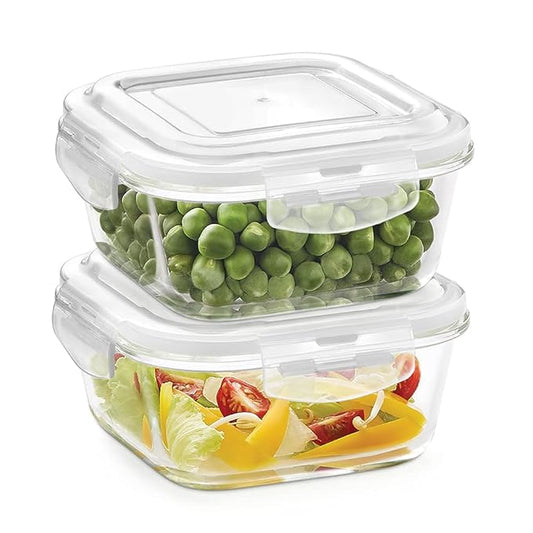 Square Glass Food Storage Containers – 2 Pc (320ml Each)