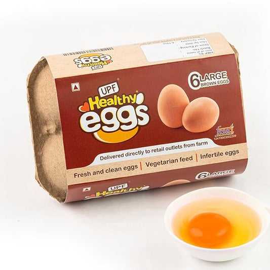 Healthy Brown Eggs – 6 Pieces (Veg-Fed, Non-Fertile)