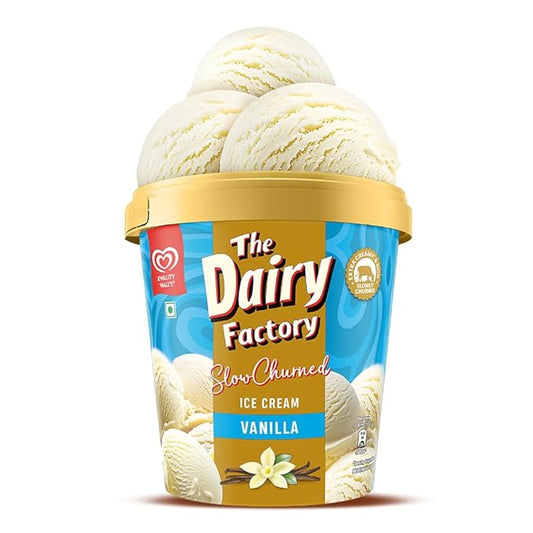 Kwality Wall's The Dairy Factory Vanilla Ice Cream Tub – 700ml | Creamy, Smooth &amp; Classic Flavor