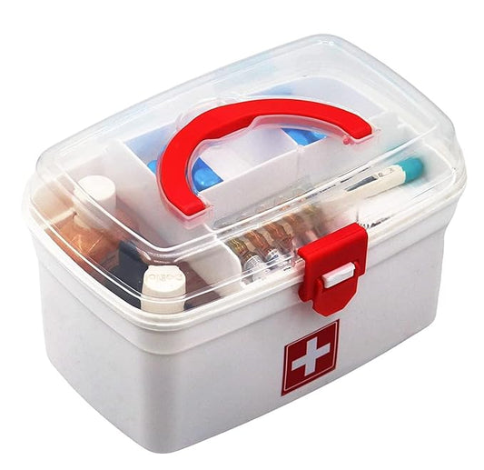 Plastic Rectangular Medicine &amp; First Aid Storage Box – With Handle
