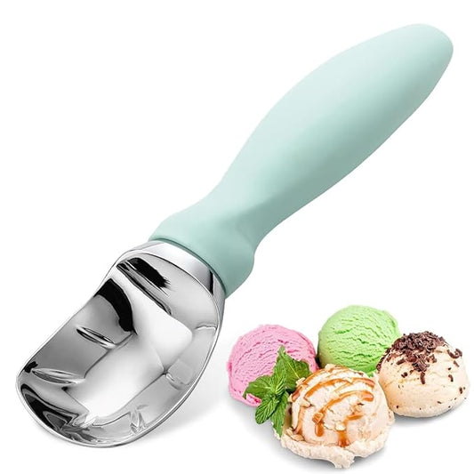Stainless Steel Ice Cream Scoop with Anti-Slip Handle – Multipurpose Kitchen Spoon for Ice Cream, Fruit &amp; Desserts
