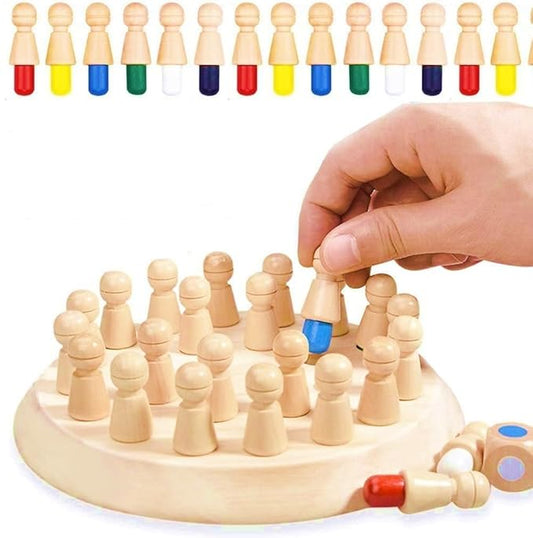 Wooden Memory &amp; Chess Color Matching Game – Multi-Player Board Game