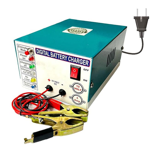 5A Heavy-Duty Battery Charger – 12V, Auto-Cut, For Car &amp; Bike