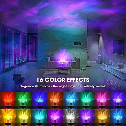 Wave Effect LED Night Light – 16 Colors, Rotating Projection