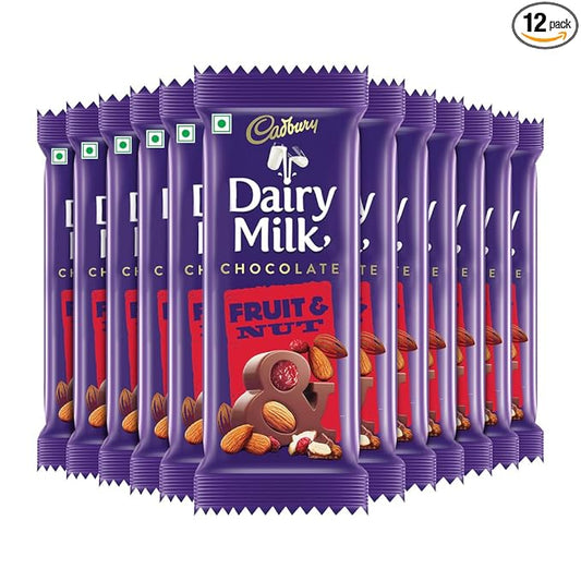 Dairy Milk Chocolate with Fruit &amp; Nut – 36g, Pack of 12 (432g)