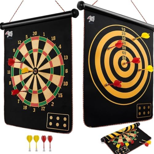 Double-Sided Magnetic Dart Board Game for Kids – 14 Inches