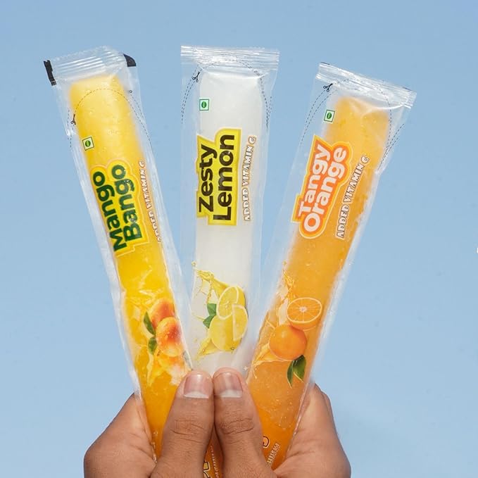 CY POPPS Edible Ice Sticks – Assorted Pack of 36 | 11 Refreshing Flavours | Mango, Guava, Orange, Kala Khatta &amp; More | Gluten-Free &amp; Vitamin C Enriched