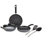 Solimo 6-Piece Non-Stick Cookware Set – Granite Finish, Grey