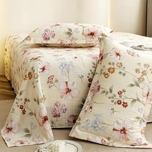 King Size Bedsheet – Cloud Cotton Flatsheet with Two Pillow Covers (300 TC, Floral Design)