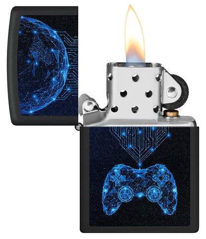 Gaming Black Matte Windproof Pocket Lighter – Refillable &amp; Durable