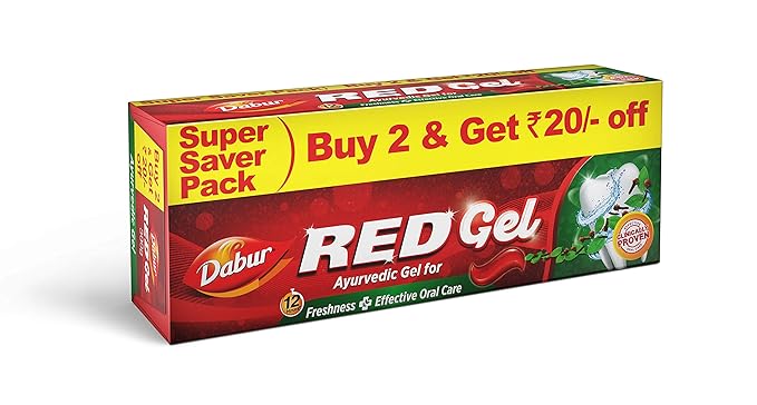 Dabur Red Gel Ayurvedic Toothpaste – 300g (150g x 2, Pack of 2)