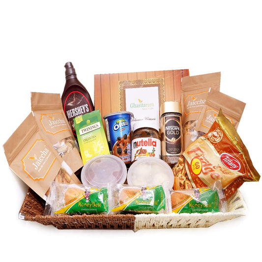 Ghasitaram Gifts Jaiccha Big Basket – 25 Goodies with Gujiyas | Holi, Diwali &amp; Festive Gift Hamper