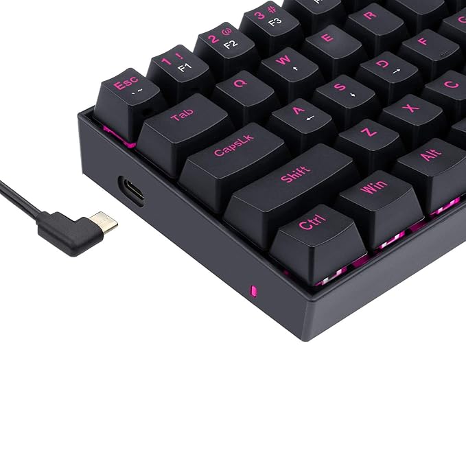 Dragonborn 60% Wired Gaming Keyboard – Pink, 61 Keys, Brown Switch (Black Base)
