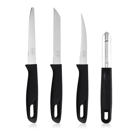 Pigeon by Stovekraft Edge 4-Piece Kitchen Knife Set – Stainless Steel, Black