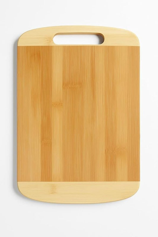 Wooden Bamboo Cutting Board – Large, Non-Slip with Stainless Steel Handle