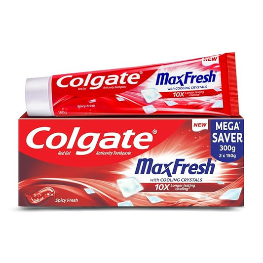 Colgate Max Fresh Toothpaste – Red Gel, Spicy Fresh (150g x 2, 300g Saver Pack)