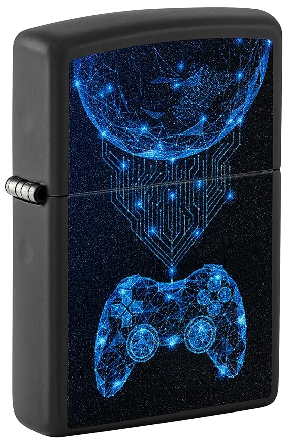 Gaming Black Matte Windproof Pocket Lighter – Refillable &amp; Durable
