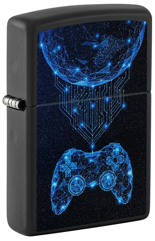Gaming Black Matte Windproof Pocket Lighter – Refillable &amp; Durable