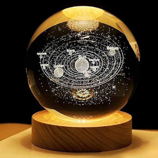 3D Crystal Ball Night Light – Colorful LED Glass Lamp with Wooden Base