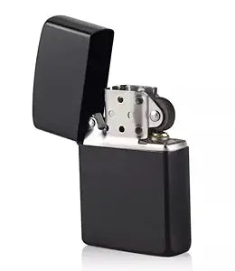 Plain Black Refillable Pocket Lighter – Windproof, Premium Metal Body