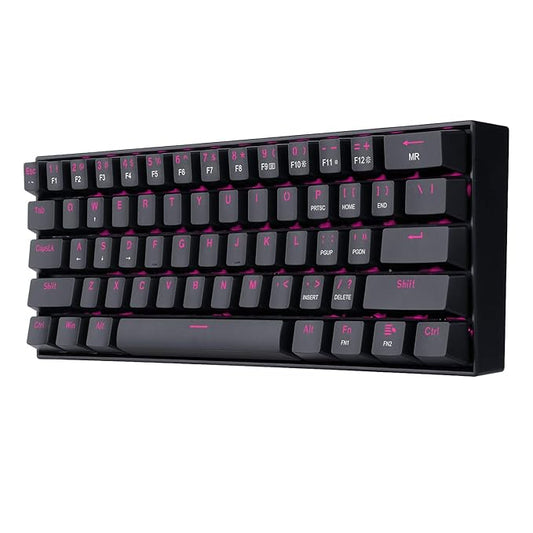 Dragonborn 60% Wired Gaming Keyboard – Pink, 61 Keys, Brown Switch (Black Base)