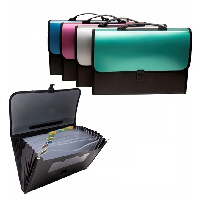Expanding File Folder with Handle – 13-Pocket A4 Size Organizer