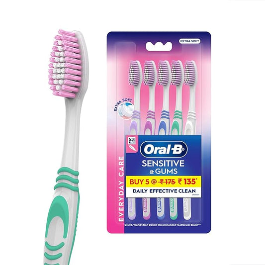 Oral-B Everyday Care Ultra Soft Toothbrush – Pack of 5 (Manual, Multi-Color)
