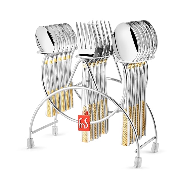 FnS Midas 18-Piece Stainless Steel Cutlery Set – Gold-Plated Handles