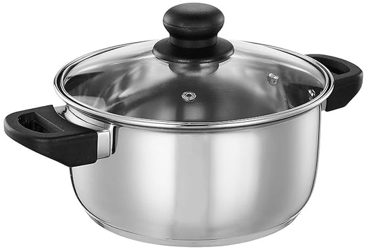 Solimo Stainless Steel Dutch Oven – 20cm, 3 Litres, Induction Bottom