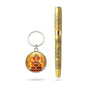 Premium Ganesha Pen and Keychain Set – Golden Metal with Traditional Engraving