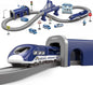 DIY Train &amp; Car Track Set – 66 Pcs, Battery-Powered, Police Rescue Theme (Blue)