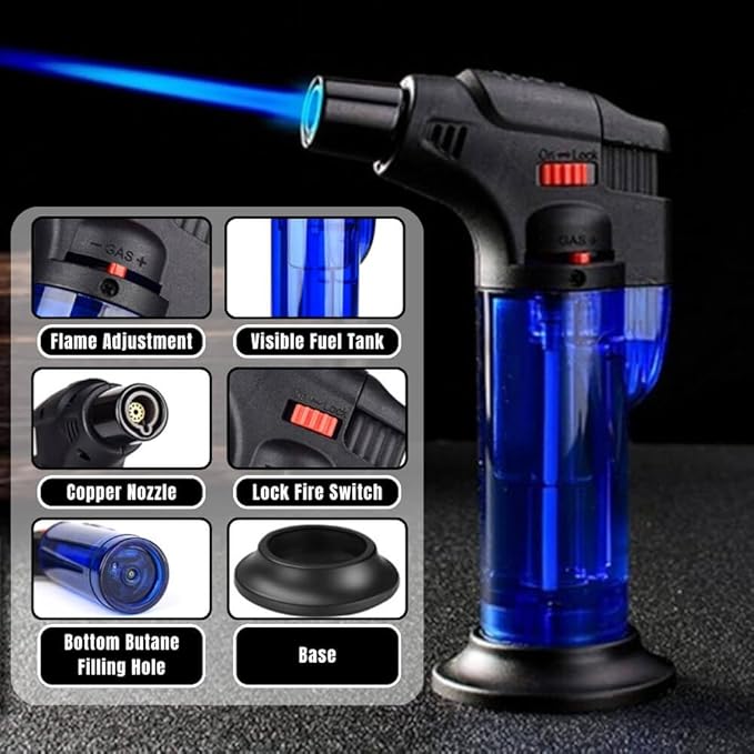 Gas Lighter – Windproof Jet Blow Torch for Kitchen &amp; Outdoor Use (Multicolor, Pack of 1)